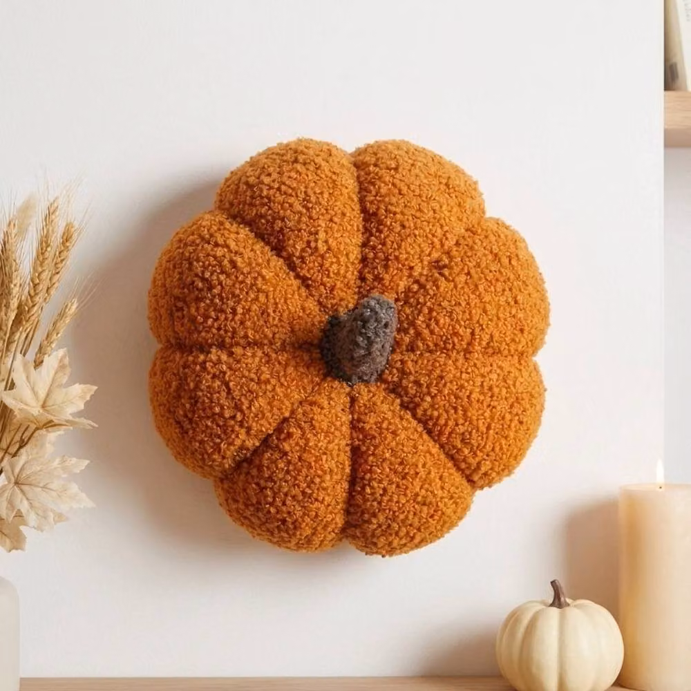 Garden Greatness Orange Textured Pumpkin Shaped Cushion in Burnt Orange – 2