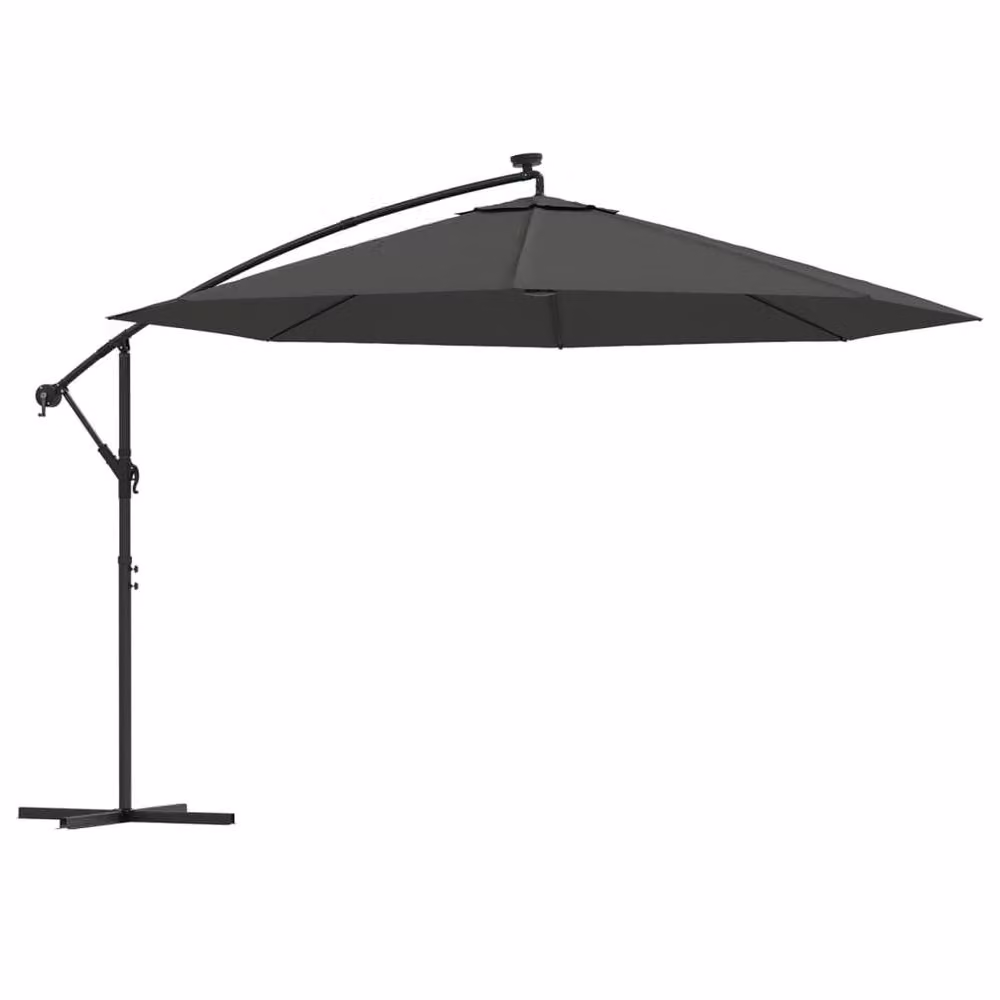 Berkfield Home Cantilever Garden Umbrella with LED Lights and Metal Pole, Anthracite Black, 350 cm – 2