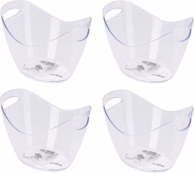 SPETLEK Pack of 4 Clear Plastic Champagne Buckets in Beige