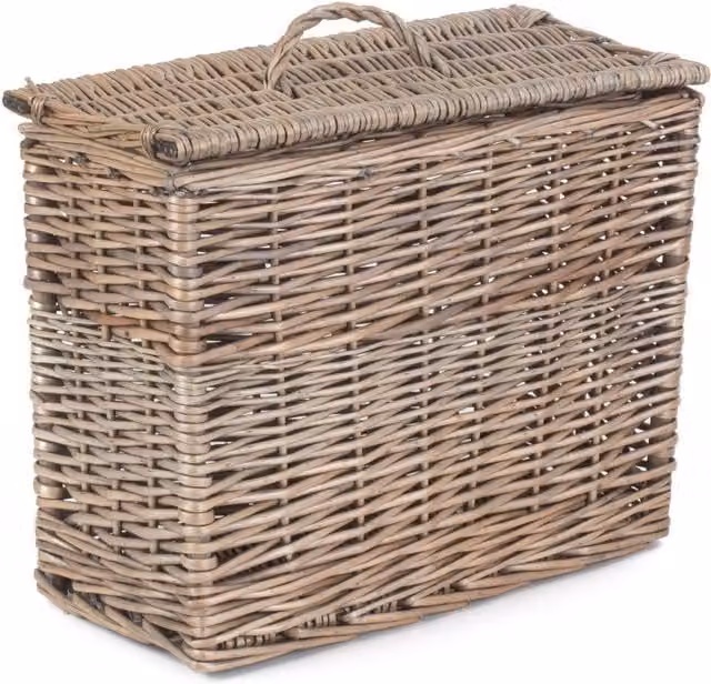 Red Hamper Wicker Rectangular Lidded Toilet Tidy Basket in Brown, W/D/H: 37.0 x 32.0 x 19.0 cm – 1