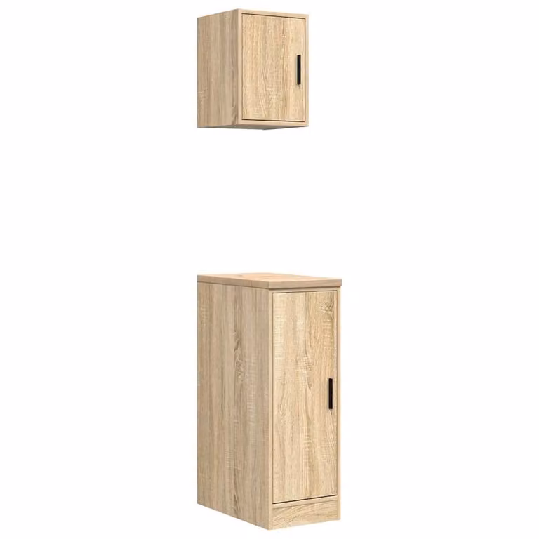 Berkfield Home Set of 2 Wall Mounted Garage Cabinets in Sonoma Oak Brown Engineered Wood