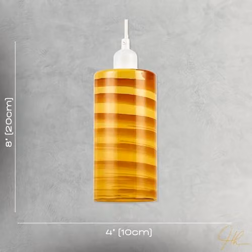 Happy Homewares Amber Glass Cylinder Pendant Lighting Shade with Retro Design, W: 20 cm, H: 10 cm – 3