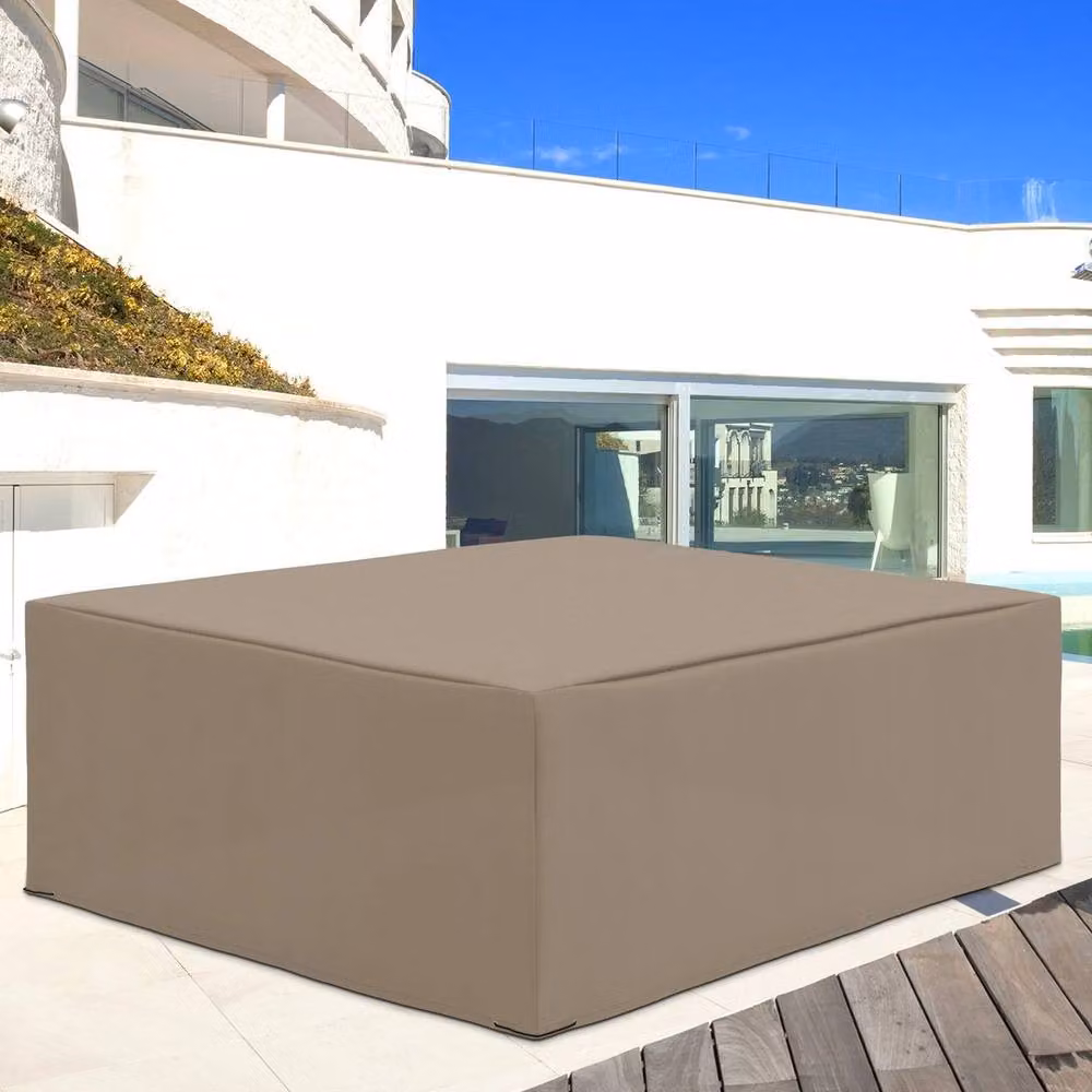 NESTLUNE Water Repellent Outdoor Furniture Protective Cover, Brown, W: 275 cm, D: 205 cm, H: 15 cm – 4