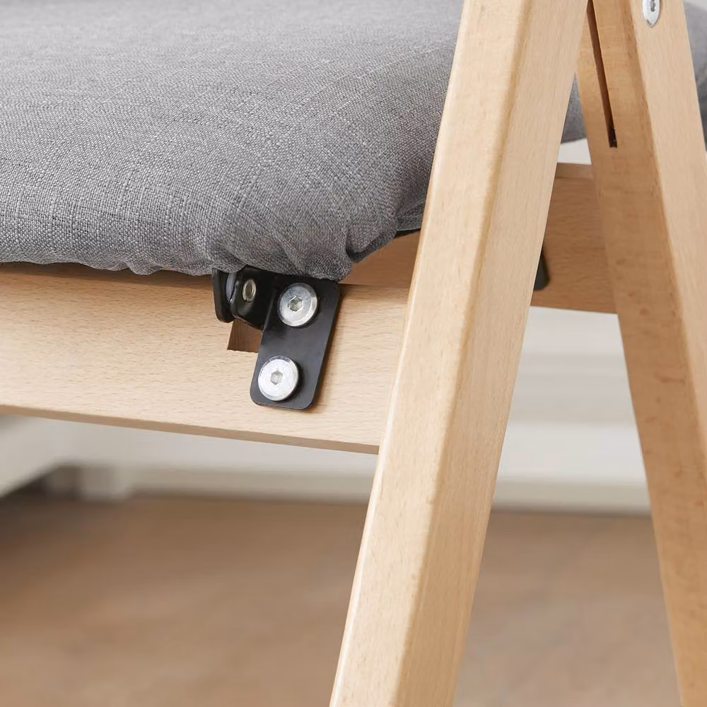 SoBuy Ergonomic Folding Wooden Chair with Upholstered Frame in Light Grey – 2