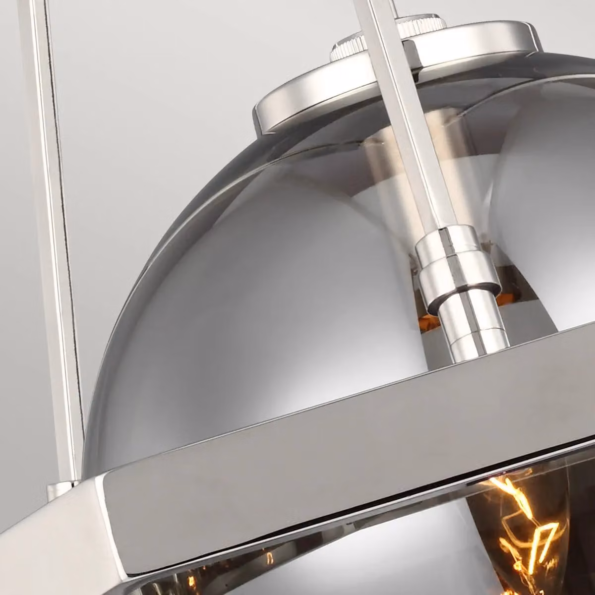 Feiss Harper 1 Light Suspended Pendant Light in Grey and Polished Nickel – 3
