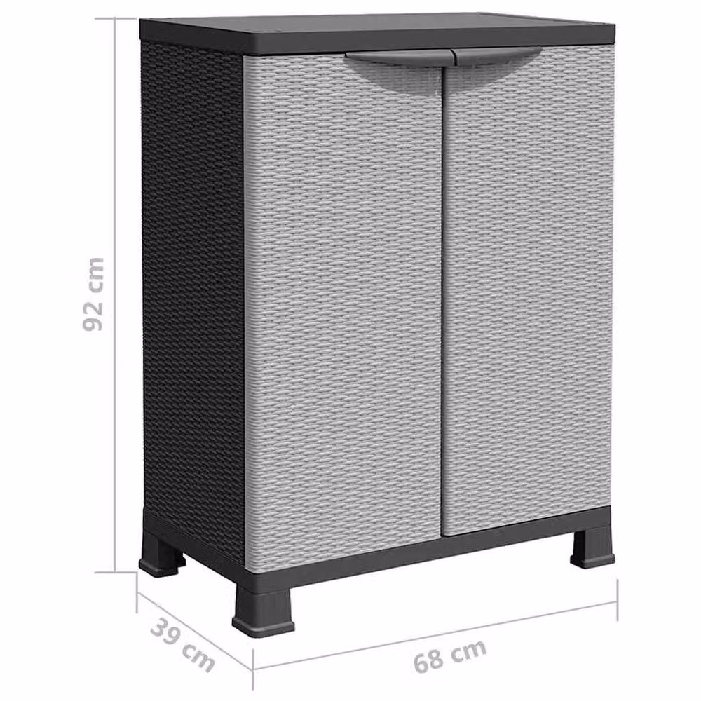 Berkfield Home Grey Plastic Cabinet with Rattan Design, W/D/H: 68 x 39 x 92 cm – 4