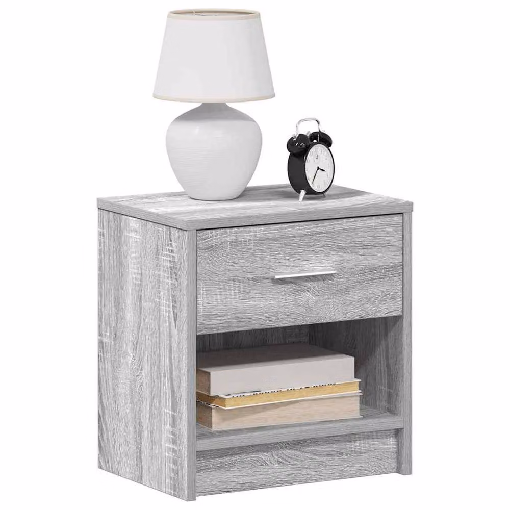 Berkfield Home Set of 2 Bedside Cabinets with Drawer in Grey Sonoma, W/D/H: 39 x 28 x 41 cm – 2