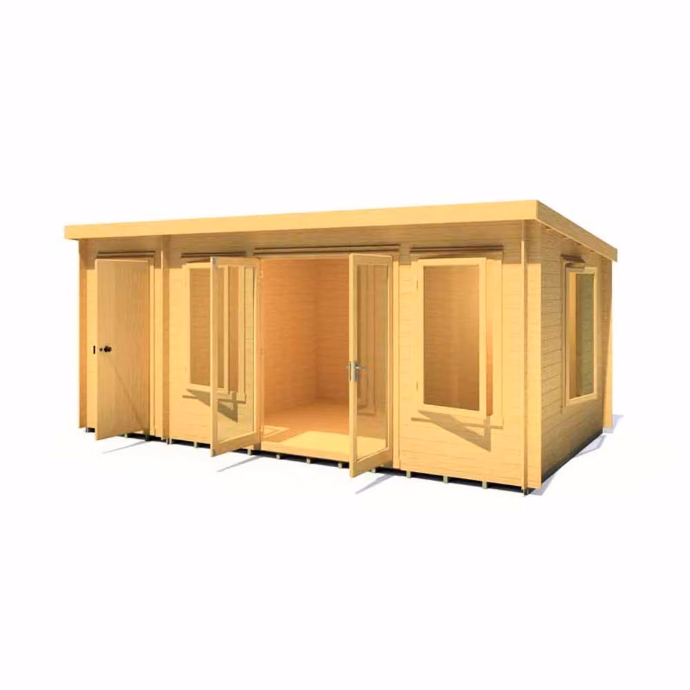 Shires Elm Log Cabin in Light Brown with 19 mm Logs, W: 299 cm, D: 509 cm, H: 225 cm – 2