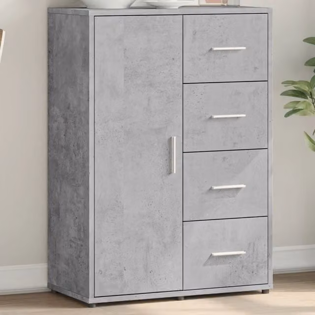 Berkfield Home Sideboard in Concrete Grey, W/D/H: 60 x 31 x 84 cm – 1