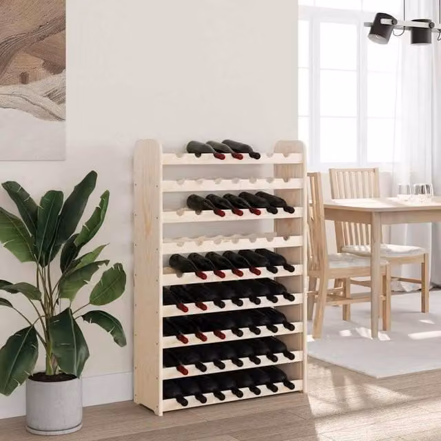 Berkfield Home Beautiful Wine Rack in Natural Solid Pine Wood, W/D/H: 72.5 x 25 x 111.5 cm – 1