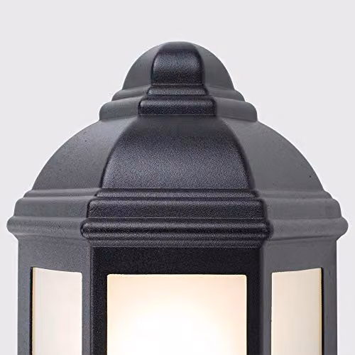 MiniSun Black Aluminium PIR Motion Sensor Outdoor Wall Lantern with 4W Warm White LED Bulb – 6