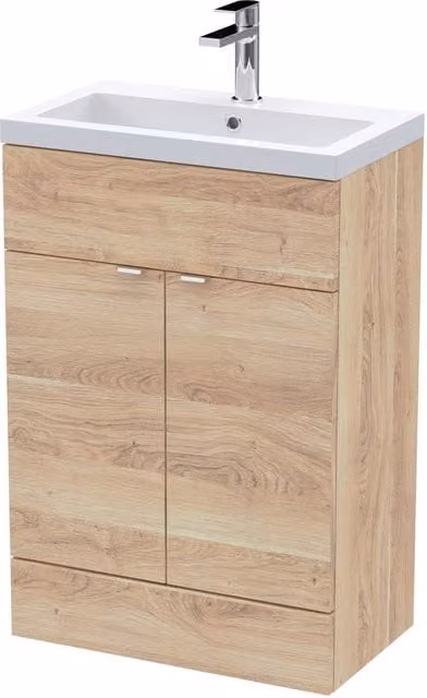 Balterley Alrewas Contemporary 2 Door Floor Standing Bathroom Vanity Basin Unit, Brown Oak, Width: 60 cm