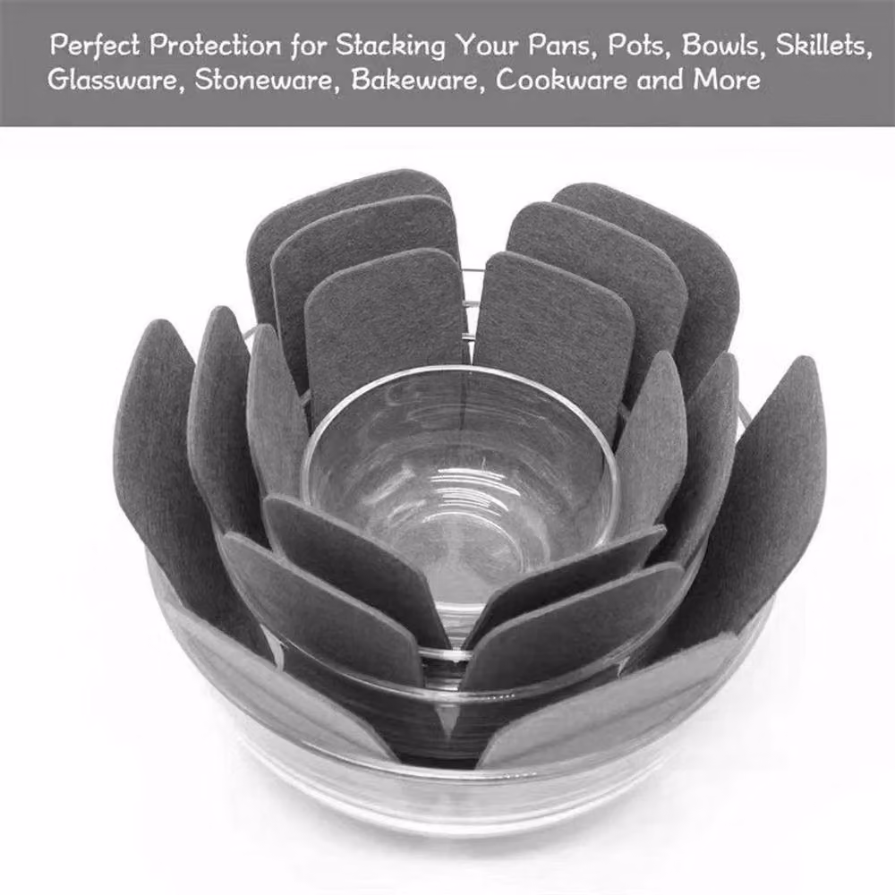 SPETLEK 12-Pack Grey Felt Pan and Pot Protectors for Anti-Scratch Surface Protection – 3
