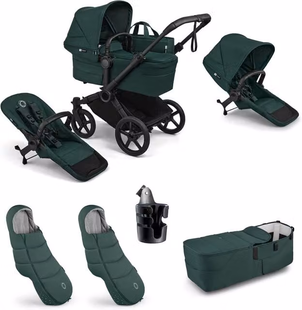 Bugaboo Donkey 6 Twin Essential Bundle (6 Pieces) in Green and White