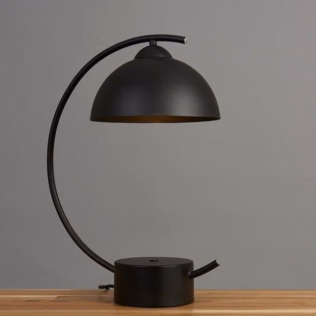 ValueLights Lua Art Deco Black Metal Table Lamp with Dome Shade and Touch Control – 1