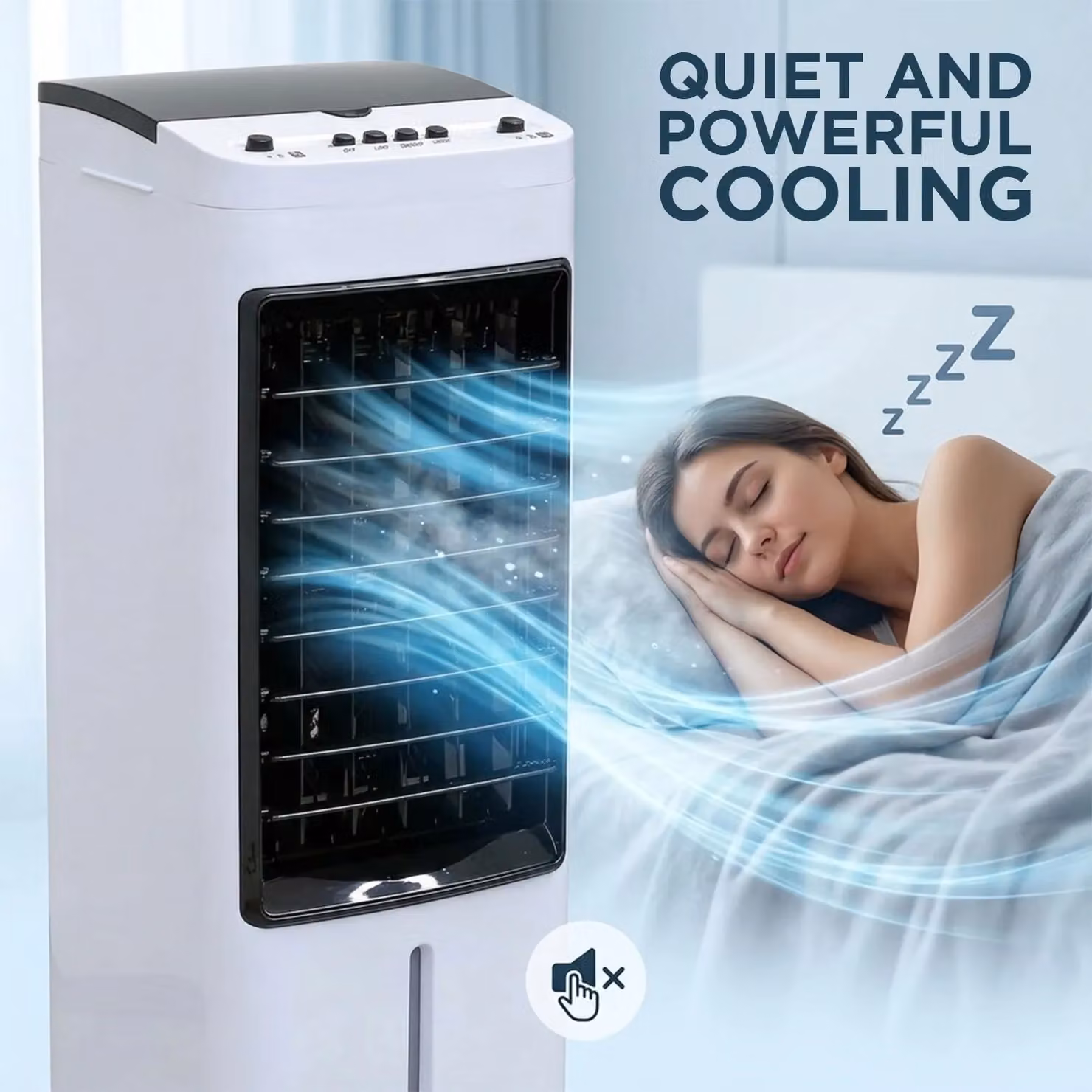 Alivio 4L Portable Air Cooler and Humidifier, 65W Evaporative Cooling Unit with 3 Speeds, 3 Modes, 120 Degree Oscillation and 2 Ice Packs, White – 2
