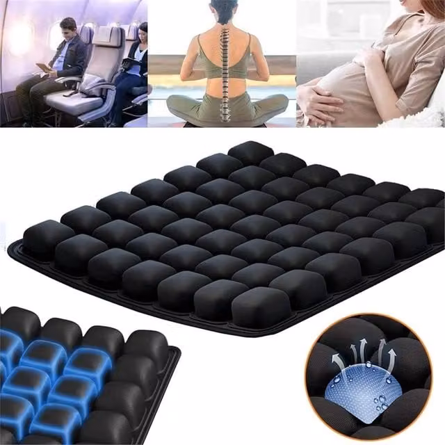Nordara Inflatable Travel Seat Cushion, Black Ergonomic Non-Slip 3D Pressure Relief Pad – 1