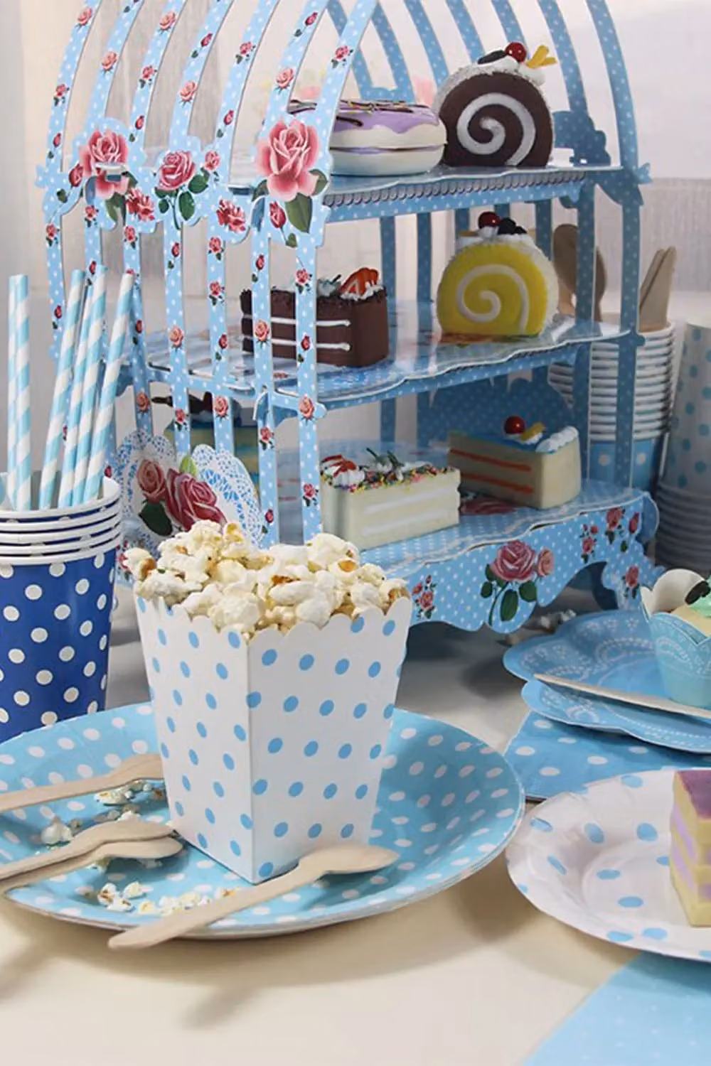 Neel Blue Birdcage Cupcake Stand, 3 Tier Vintage Dessert Tower in Blue – 4