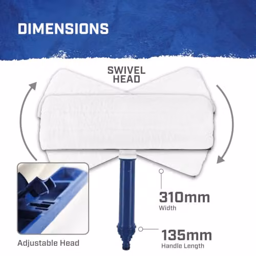 Faithfull Blue Water Flow Window Cleaning Mop with Squeegee and Refillable Microfibre Head – 5