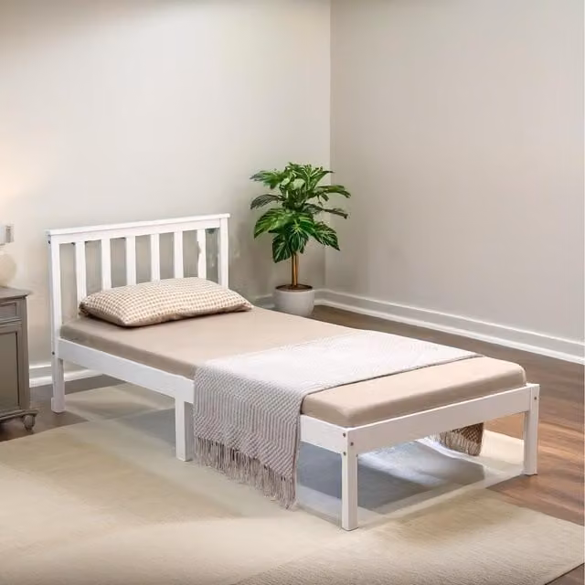 Furnold Single 3ft Pine Bed Frame in White, W/D/H: 90 x 190 x 82 cm