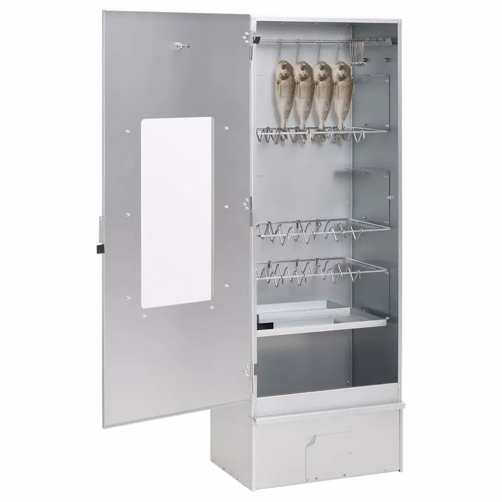 Berkfield Home Vertical BBQ Oven Smoker with Wood Chips, Silver Galvanised Steel, W/D/H: 44.5 x 29 x 110 cm – 2