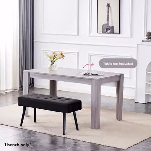 KOSY KOALA Black Velvet Padded Dining Bench with Metal Legs W/D/H: 90 x 36 x 47 cm – 3