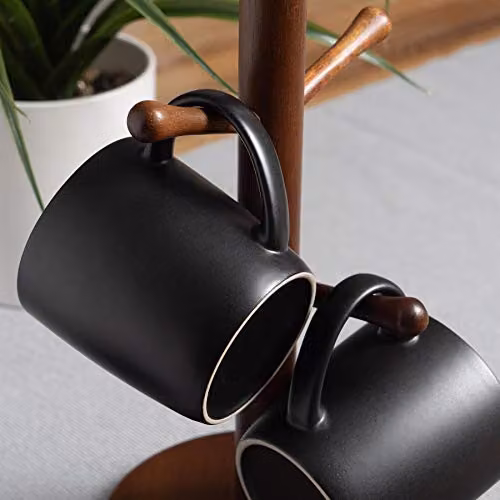 Argon Tableware Matte Black Stoneware Coffee Mugs, 350ml, Pack of 2 – 4
