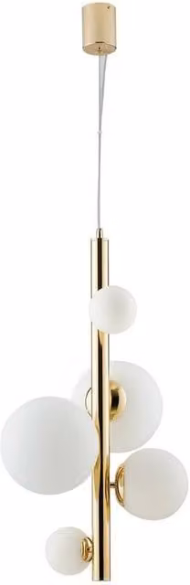 Netlighting Hera Globe Ceiling Pendant Light in Gold/Brass with White Opal Glass and G9 Base