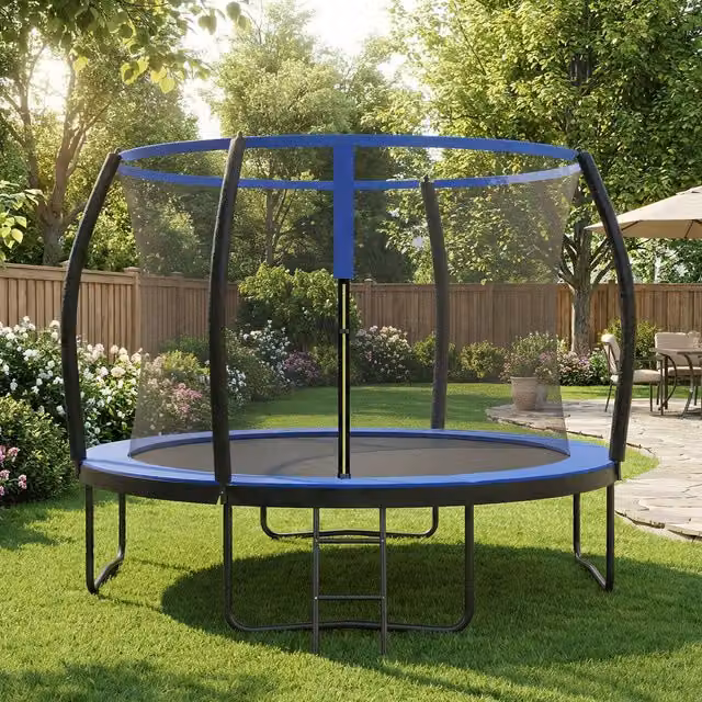 SONGMICS Mini Trampoline for Children with Safety Net and Cushions in Black and Green