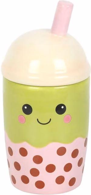 Kingsbury Gifts Kawaii Bubble Tea Ceramic Oil Burner and Wax Warmer in Green