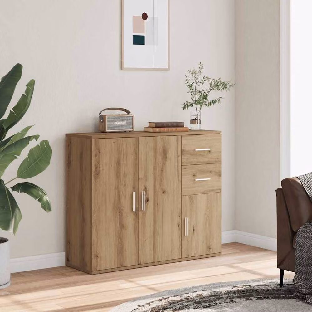 Berkfield Home Artisan Oak Sideboard in Brown, W/D/H: 91 x 29.5 x 75 cm – 2