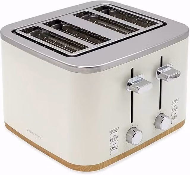 Andrew James 4 Slice Toaster in White and Stainless Steel – 1