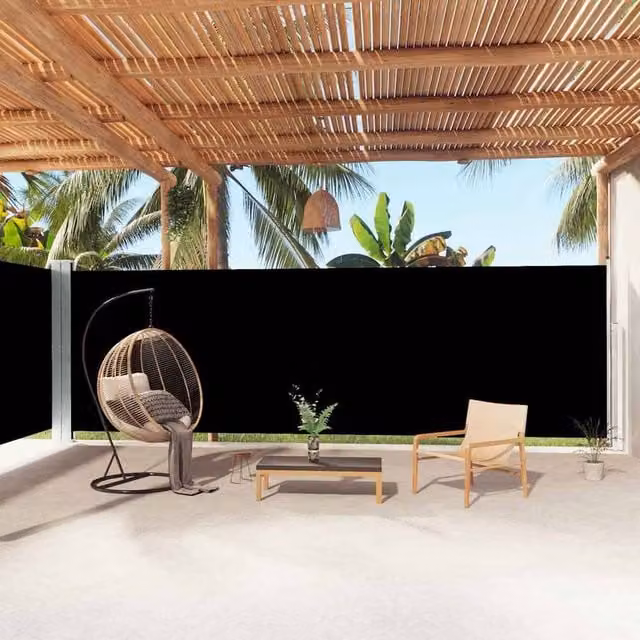 Berkfield Home Retractable Single Roller Side Awning in Black, W/H: 1000 x 200 cm – 1