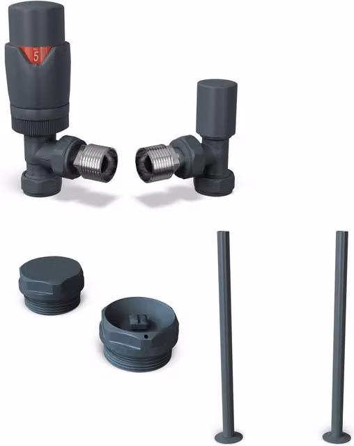 Stirling Bold Thermostatic Radiator Valve Installation Kit in Anthracite Grey