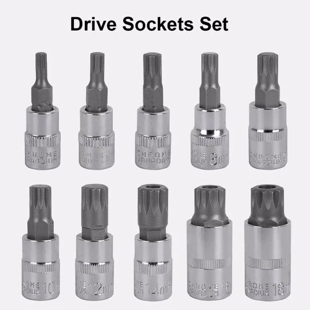 SPETLEK 10-Piece 1/2 inch Multi Spline Bit 12-Point Triple Socket Set in Silver – 3