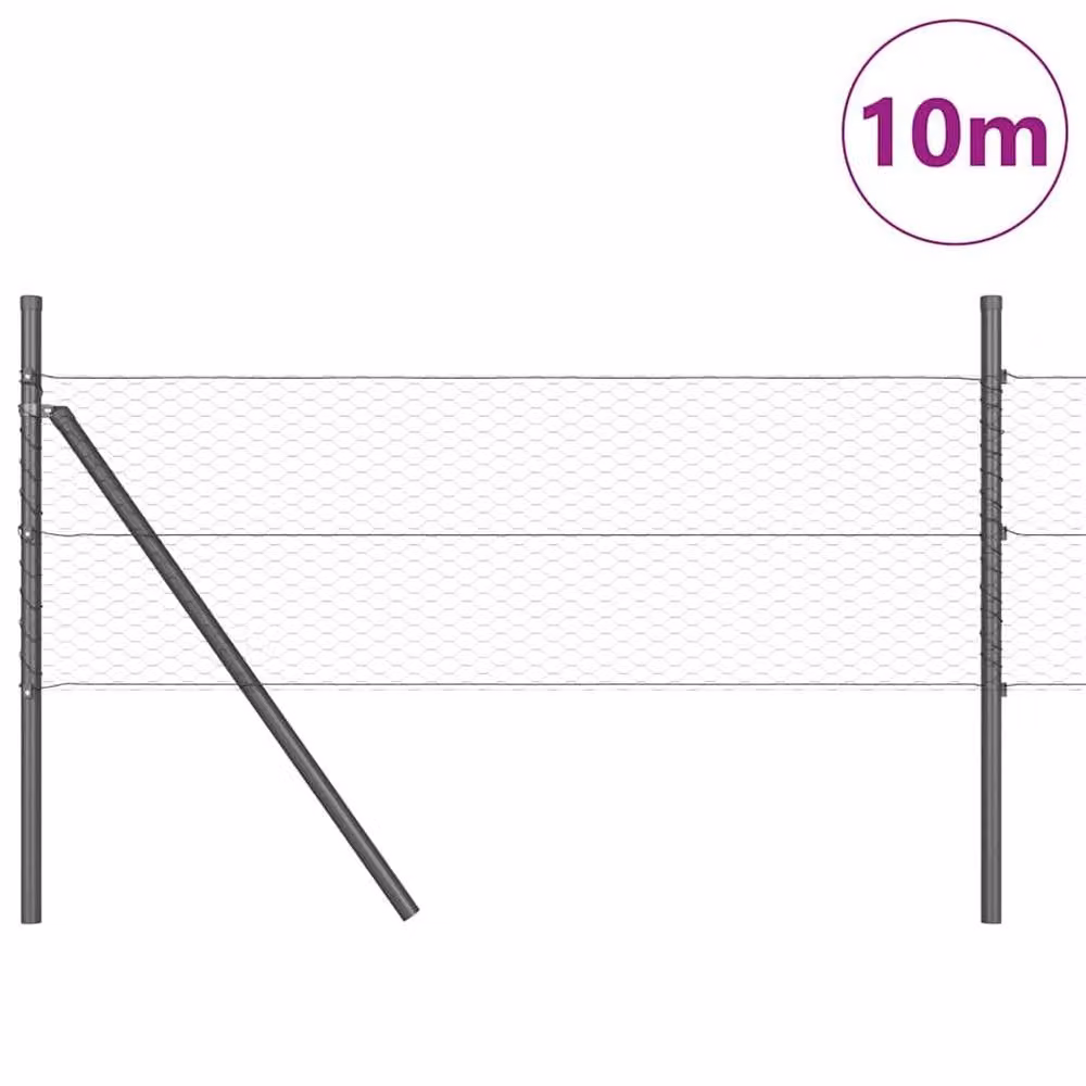 Berkfield Home Grey Steel Hexagon Fence, W: 0.5 m, L: 10 m – 1