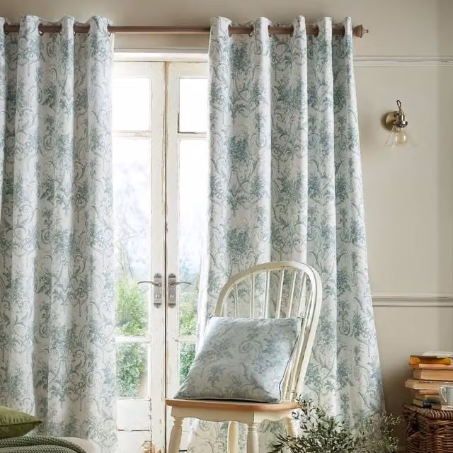 Laura Ashley Tuileries Eyelet Blackout Curtains in Dark Sage Green