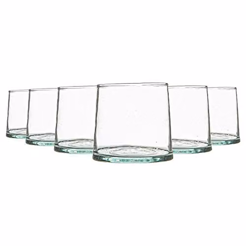 Nicola Spring Merzouga Hand-Blown Glass Tumblers, 200ml, Clear, Pack of 6 – 1