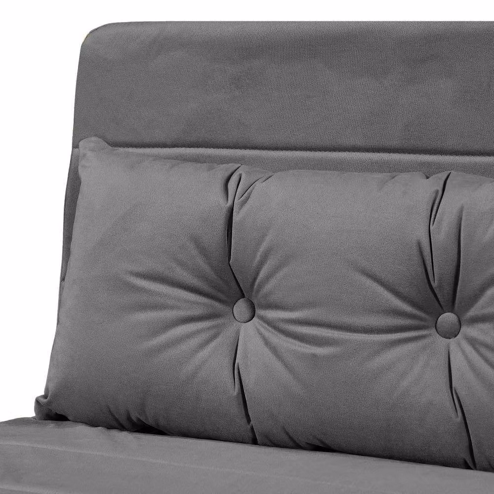 Furniture Maxi Jola Grey Velvet Foldable Single Sofa Bed with Pillow – 2