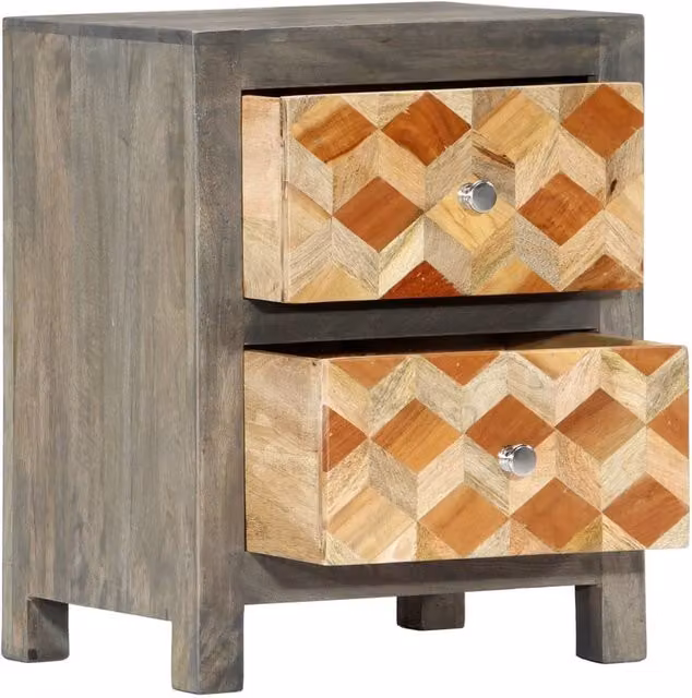 Berkfield Home Beautiful Bedside Cabinet in Grey Solid Mango Wood W/D/H: 40 x 30 x 50 cm – 1