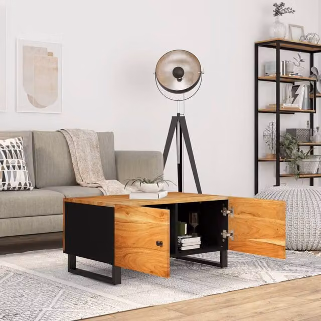 Berkfield Home Beautiful Coffee Table in Brown, Acacia and Engineered Wood, W: 80 cm, D: 50 cm, H: 40 cm – 1