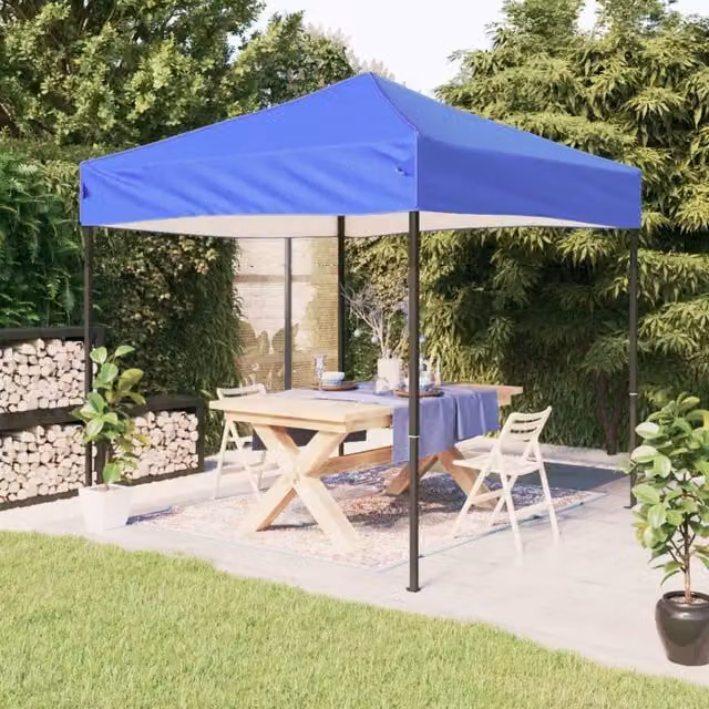 Berkfield Home Blue and Silver Folding Party Tent W: 3 m, D: 3 m – 1