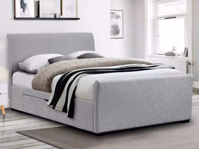 Julian Bowen Capri Upholstered Storage Bed with Drawers in Grey, W: 145 cm, D: 207 cm