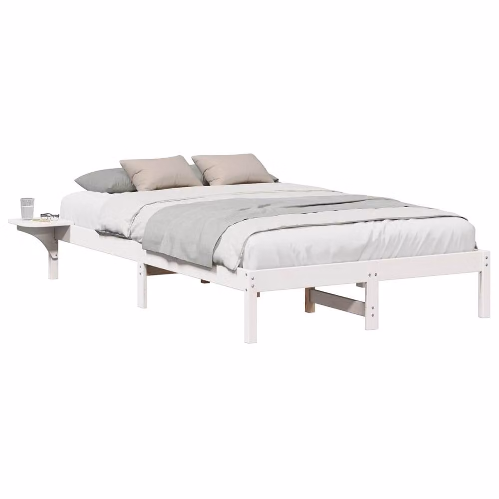 Berkfield Home Modern White Solid Pine Wood Bed Frame W/D/H: 140 x 190 cm – 2