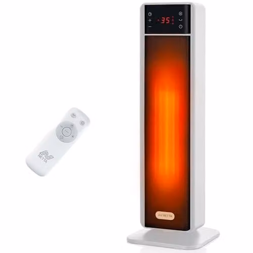 Netta 2000W Electric Ceramic Tower Fan Heater in Black and White