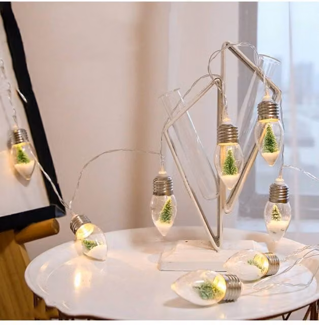 KDMD 10 LED Battery Operated Snow Globe Fairy String Lights, 2m, Cool White, IP44, Clear – 1