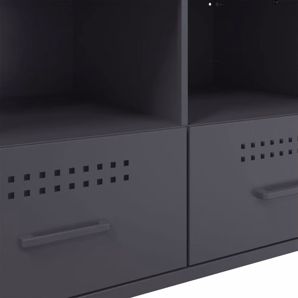 Berkfield Home TV Cabinet in Anthracite Grey Metal, W: 68 cm, D: 39 cm, H: 50.5 cm – 6