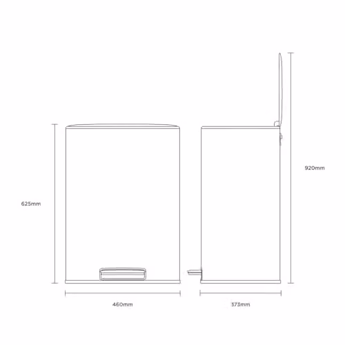 Charles Bentley 50L Stainless Steel Pedal Kitchen Bin in Black, H 63.7 x W 37.3 x D 46 cm – 5