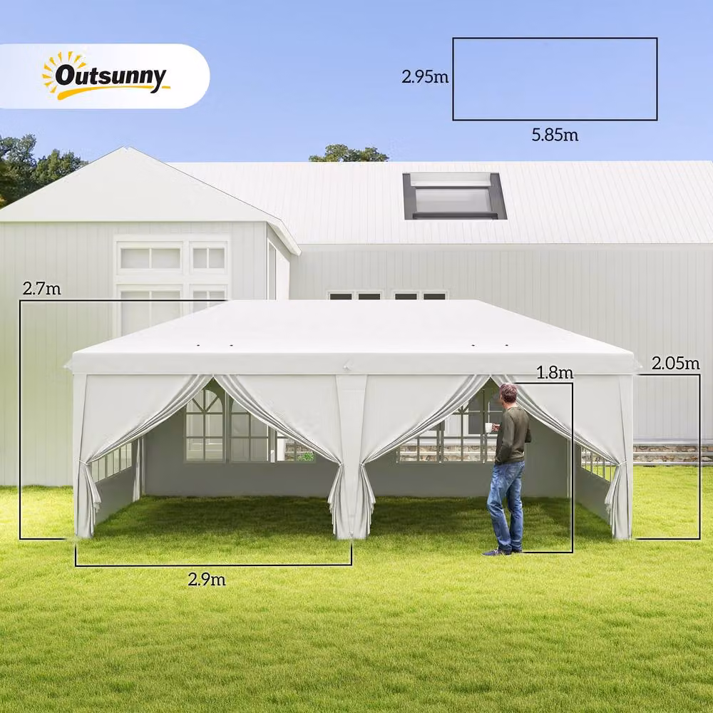 Outsunny White Pop-Up Gazebo with Windows and Steel Frame, W/D/H: 300 x 300 x 205 cm – 3