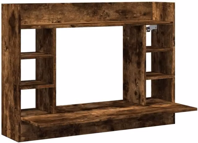 Berkfield Home Wall-Mounted Floating Writing Desk in Smoked Oak Brown, W/D/H: 105 x 48 x 75 cm